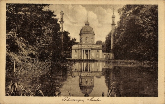 Postcard Schwetzingen, view of the mosque