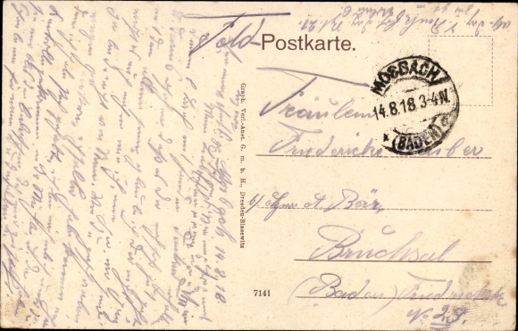 Postcard Mosbach am Odenwald Baden, view of the town