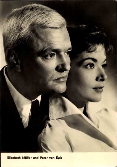 Postcard Actors Elisabeth Müller and Peter van Eyck, Film Dr. Crippen is alive