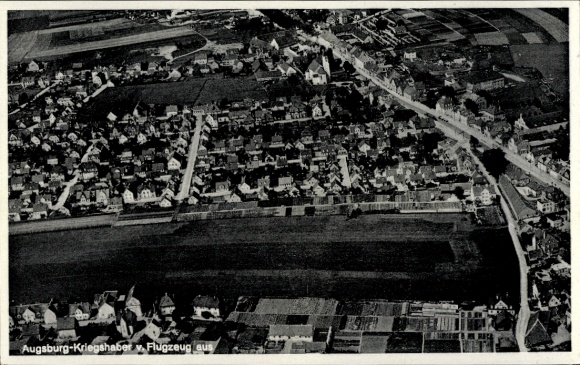 Postcard Kriegshaber Augsburg in Swabia, aerial photograph