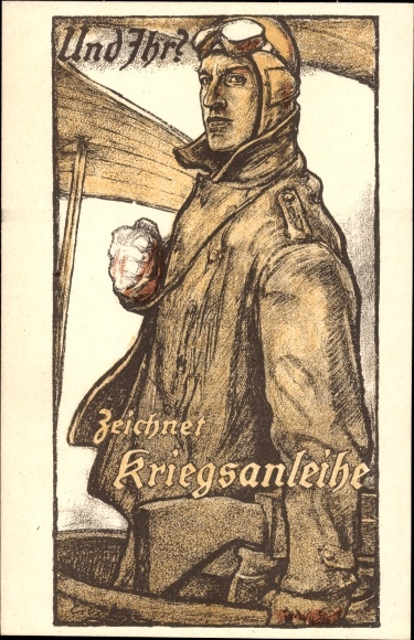 Artist Postcard Erler, And You?, Draws War Bond, Fighter Pilot