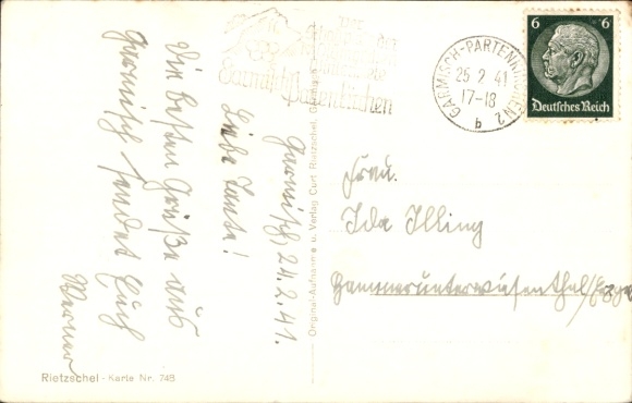 Postcard Garmisch Partenkirchen in Upper Bavaria, Olympic bobsleigh track, Bayernkurve
