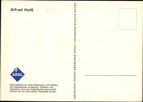 Postcard German soccer player Alfred Heiss, TSV 1860 Munich