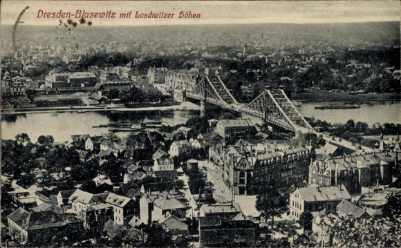 Ak Dresden Blasewitz, Luftaufnahme von Dresden-Blasewitz, Bögen der Brücke, Häuser
