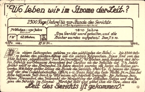 Ak Wo leben wir im Strome der Zeit, Die Zeit des Gerichts ist gekommen, Hammerschlag Postkarte