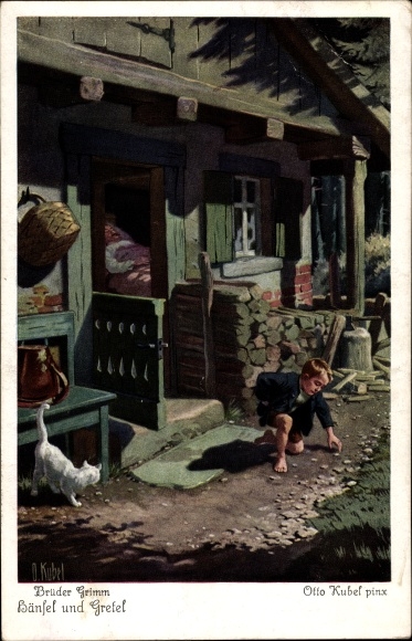 Artist PC Kubel, Otto, fairy tales Hansel and Gretel, Hansel collects stones at his parents&#39; house