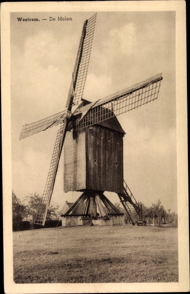 Postcard Westrem East Flanders, Molen, Windmill