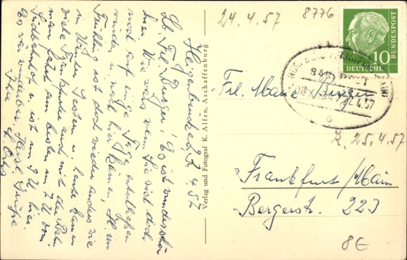 Postcard Heigenbrücken in the Spessart Lower Franconia, Hotel Hubertus