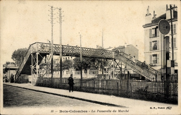 Ak Bois Colombes Hauts de Seine, La Passerelle du Marche