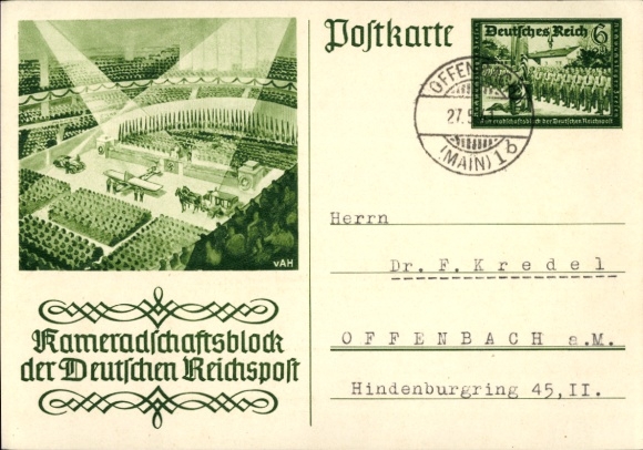 Ganzsachen Ak Kameradschaftsblock der Deutschen Reichspost