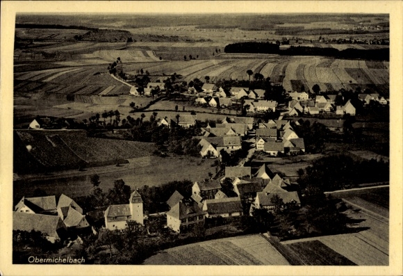 Postcard Obermichelbach Middle Franconia, aerial photograph