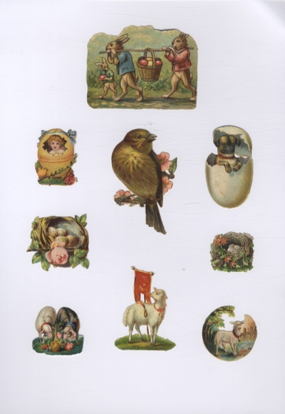 9 wafers Easter motifs, rabbits, dogs, children, lambs, approx. 6.5 x 8 cm to 3 x 3 cm