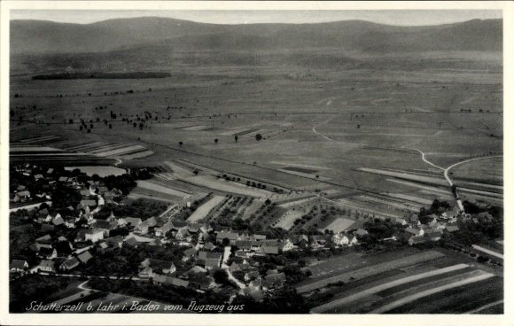 Postcard Schutterzell Neuried in Baden, aerial photograph