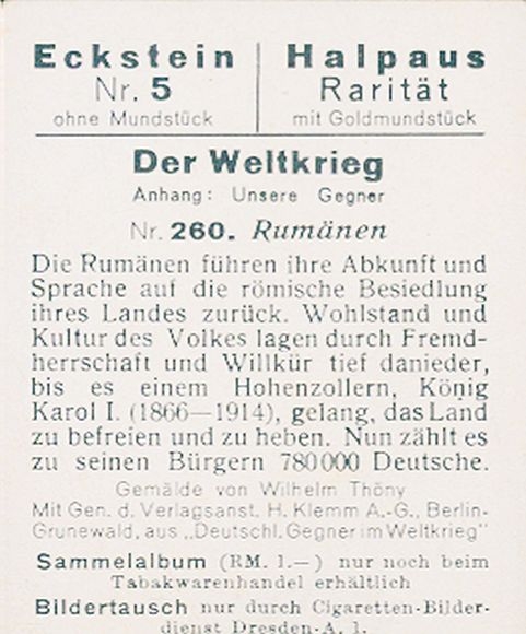 Collection picture The World War, appendix: Our opponents No. 260 Romanians