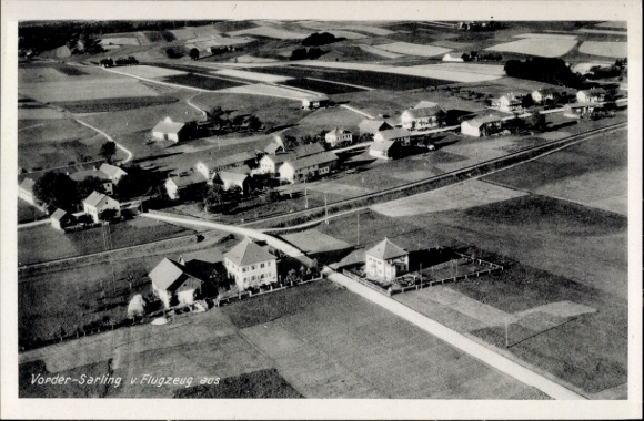 Postcard Vordersarling Unterdietfurt Lower Bavaria, aerial photograph