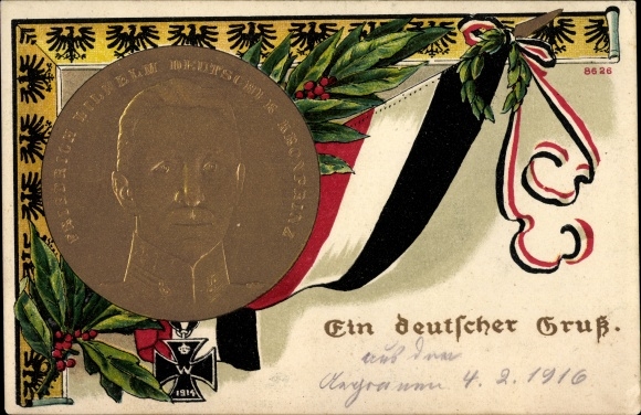 Embossed PC Crown Prince Wilhelm of Prussia, A German greeting