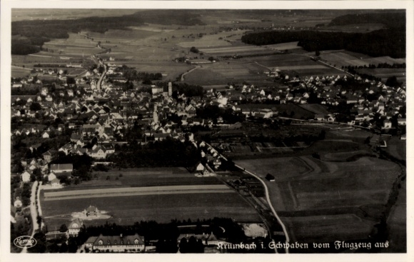 Postcard Krumbach in Swabia, Krumbad, aerial photograph