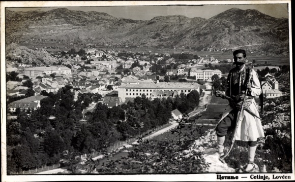 PC Cetinje Montenegro, general view of the city, man in traditional costume