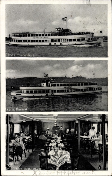 PC saloon steamers SMS Germany and SMS Hanseat on the Weser, shipping company Bremen, Otto WA Schreiber