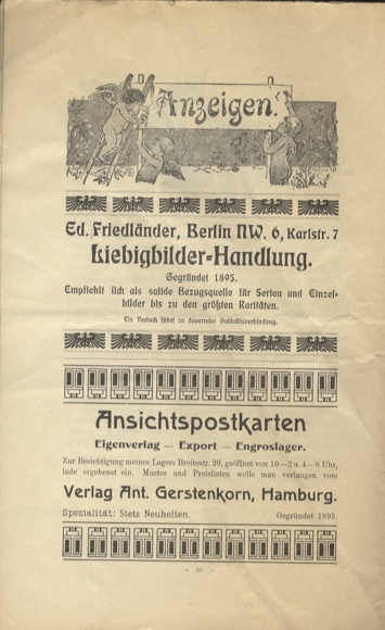 Liebig pictures newspaper advertising Dreser issue 6, volume 12, 1907