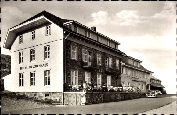 Ak Münstertal im Schwarzwald, Belchen, Hotel Belchenhaus, Inh. H. Ritz, Automobil