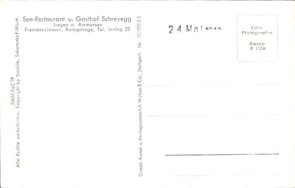 Postcard Stegen Inning am Ammersee, aerial photograph
