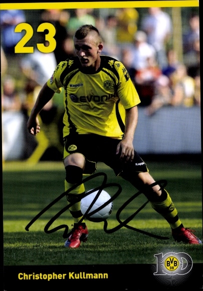 Autograph card footballer Christopher Kullmann, BVB 09, Borrussia Dortmund, autograph