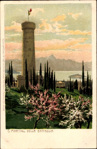 Artist Chromo-Litho Diemer, Zeno, San Martino della Battaglia Lombardia, Tower