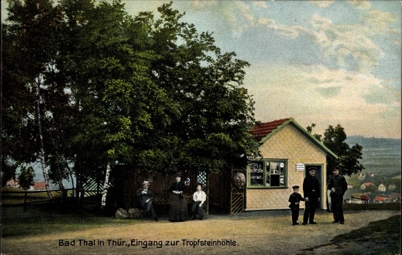Postcard Bad Thal Ruhla, entrance to the stalactite cave