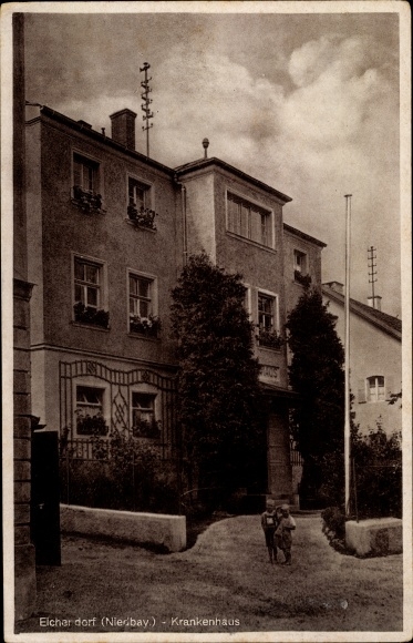 Postcard Eichendorf in Lower Bavaria, hospital, children