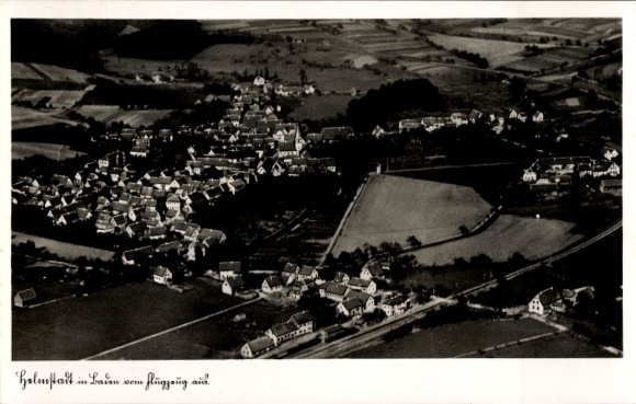 Postcard Helmstadt in Baden, aerial photograph