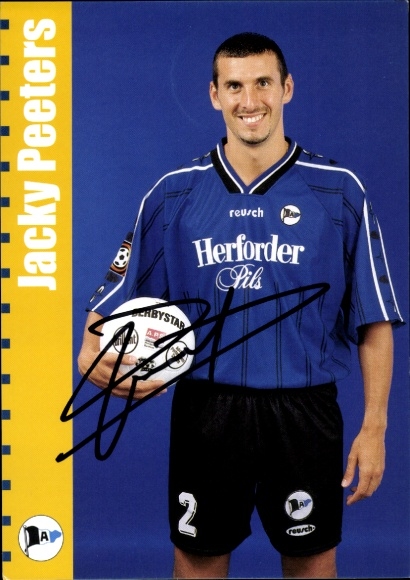 Autograph card footballer Jacky Peeters, DSC Arminia Bielefeld, autograph
