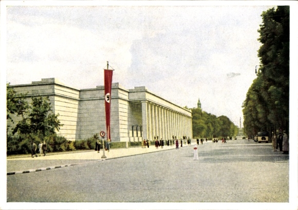 Postcard Munich Bavaria, street with view of the House of German Art, HDK 7