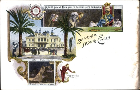 Pictures Monte Carlo Monaco, First Albert I, Roulette, Casino, Teufel, Caricature
