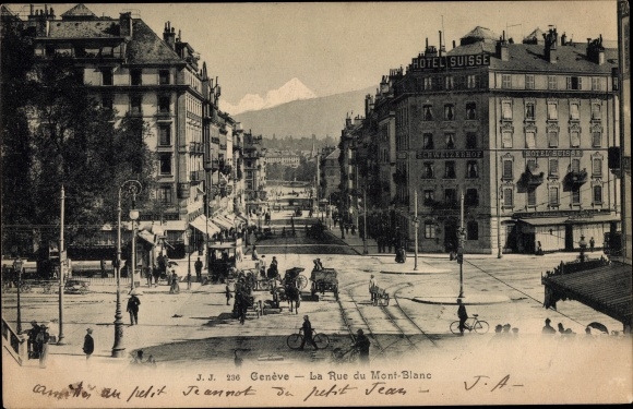 Ak Genève Genf Schweiz, Rue du Mont Blanc, Hotel Suisse