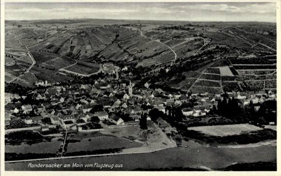 Postcard Randersacker am Main Lower Franconia, aerial photograph