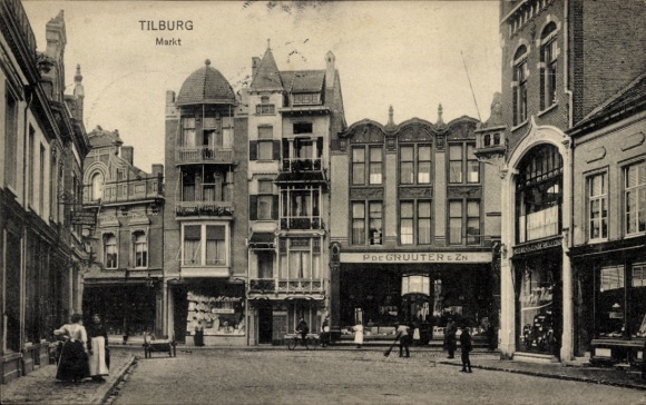 Ansichtkaart Tilburg Noord-Brabant Nederland, markt