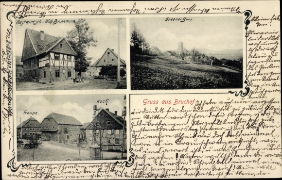 Ak Bruchhof Kreiensen Einbeck, Gastwirtschaft Wilh. Brinkmann, Greener Berg, Haus Traupe, Haus Koch
