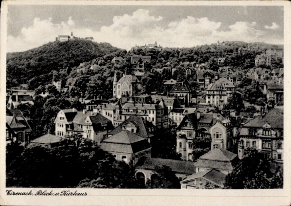 Postcard Lutherstadt Eisenach Thuringia, Hellthal, view of the city, Kurhaus, hill, building