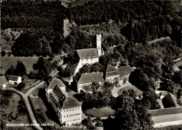 Ak Bödigheim Buchen in het Odenwald Baden, luchtfoto, kasteel, vesting