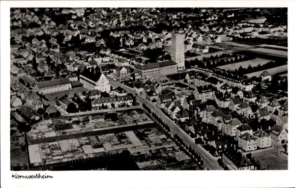 Postcard Kornwestheim in Württemberg, aerial photograph