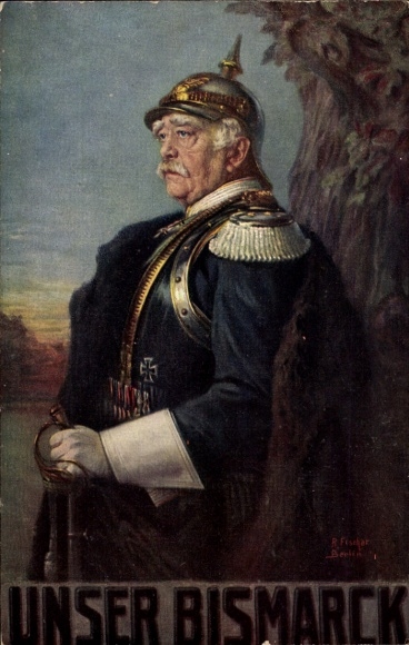 Künstler Ak Fürst Otto von Bismarck, Portrait, Uniform, Pickelhaube, Säbel