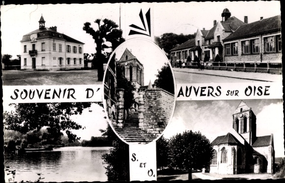 Ak Auvers sur Oise Val d'Oise, Eglise, l'Etang