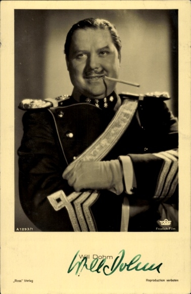 Ak Schauspieler Will Dohm, Portrait, Ross Verlag A 1293/1, Autogramm