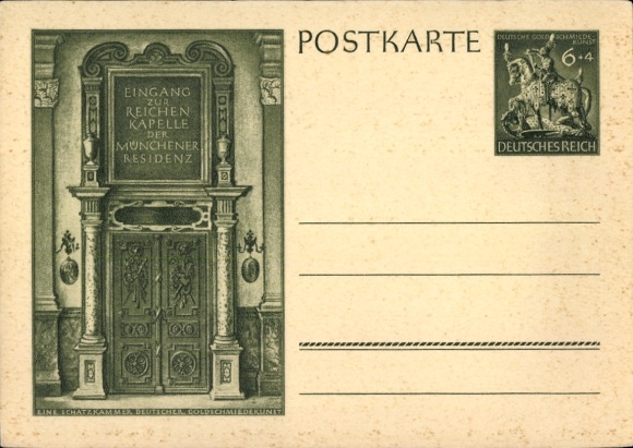 Postwaardekaart Berlin Mitte, toegang tot het kasteelmuseum, Duitse goudsmidkunst, 6 + 4 Pfennig