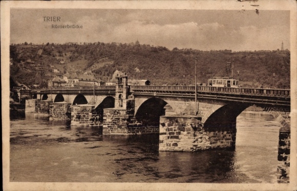 Ak Trier an der Mosel, Römerbrücke,  Fluss, Brücke,  Ansicht