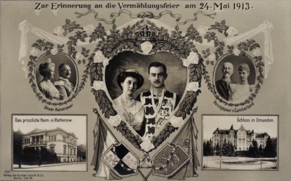 Postcard Duke Ernst August, Victoria Luise, Imperial couple, Duke and Ducal couple, wedding on 24 May 1913, Gmunden