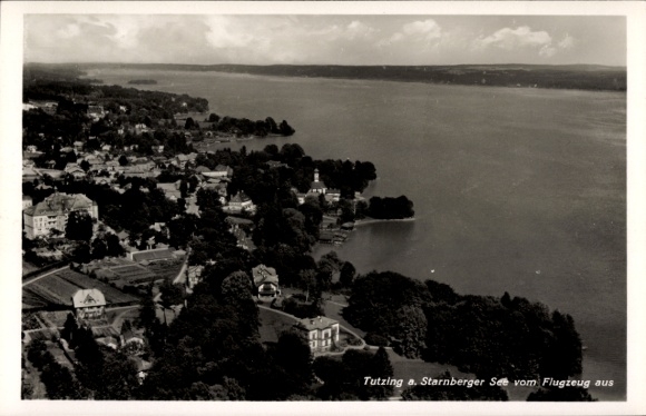 Postcard Tutzing on Lake Starnberg, Upper Bavaria, aerial photograph
