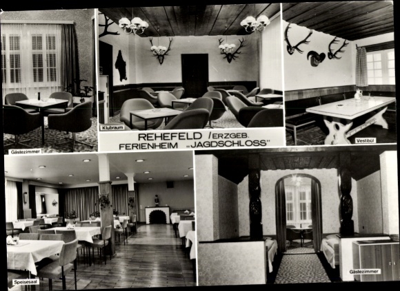 Postcard Rehefeld Zaunhaus Altenberg in the Ore Mountains, holiday home hunting lodge, club room, guest rooms