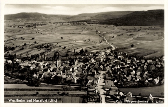 Postcard Westheim Hammelburg in Lower Franconia Bavaria, aerial photograph